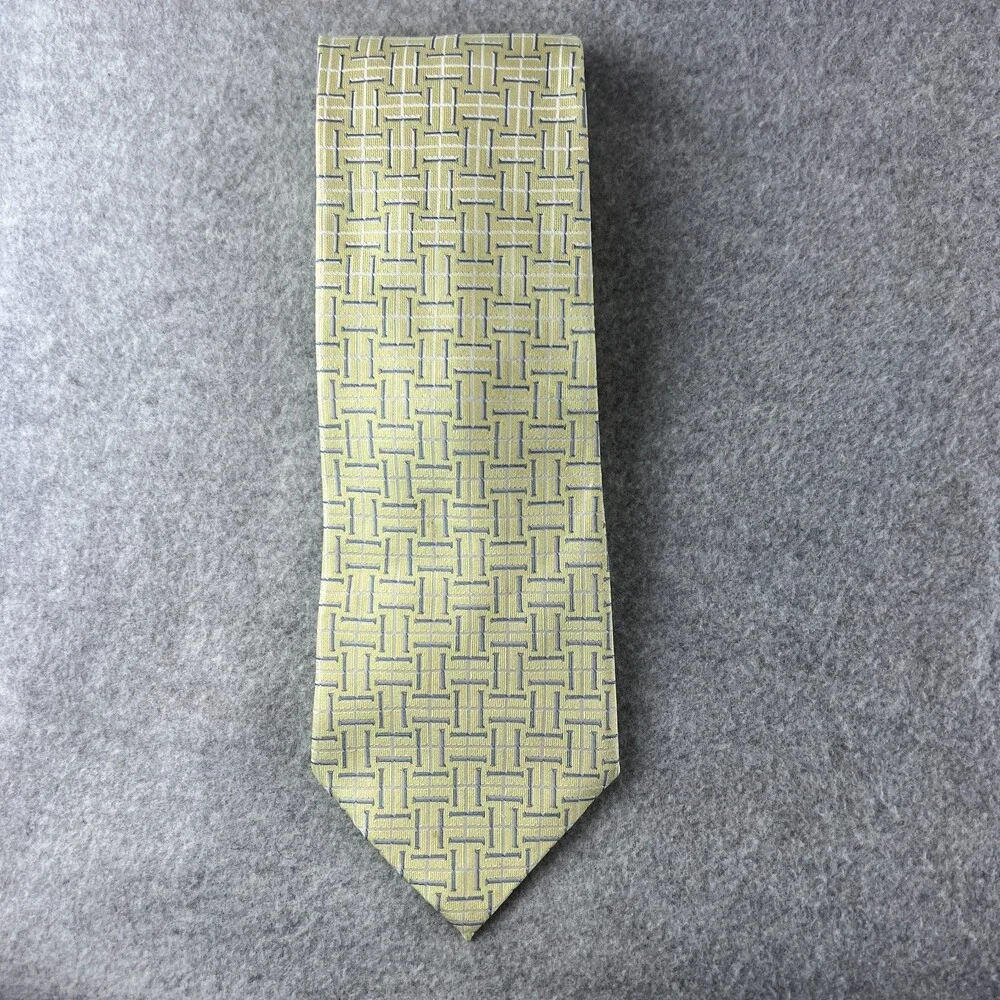Giorgio Armani Neck Tie Mens One Size Yellow Silk Geometric Formal 4